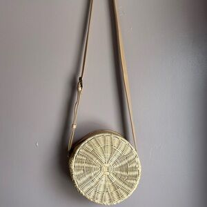 Round Rattan Wicker Crossbody Bag